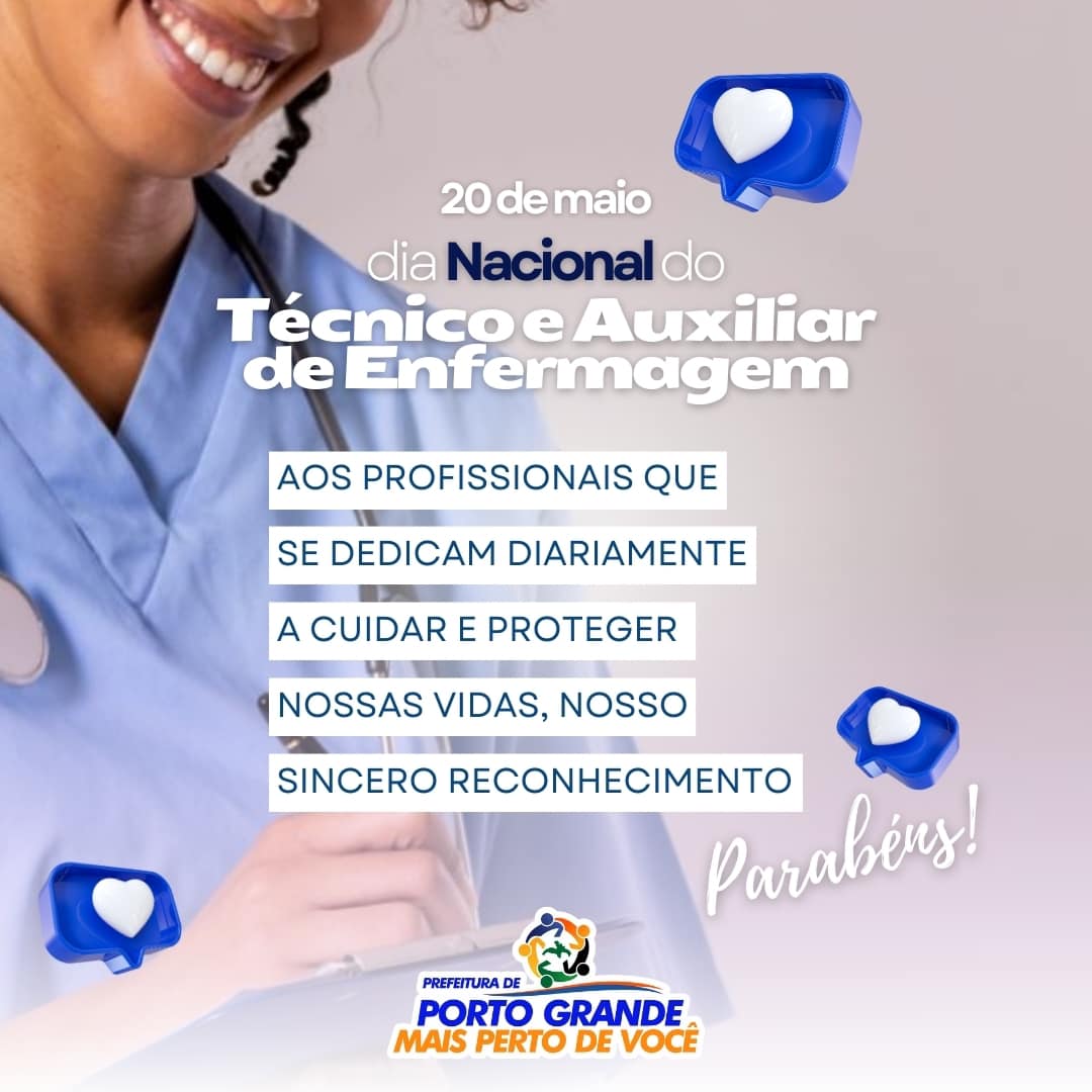 Dia Nacional do técnicos e auxiliares de enfermagem - 20 DE MAIO